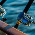 Fishing rod and reel on boat